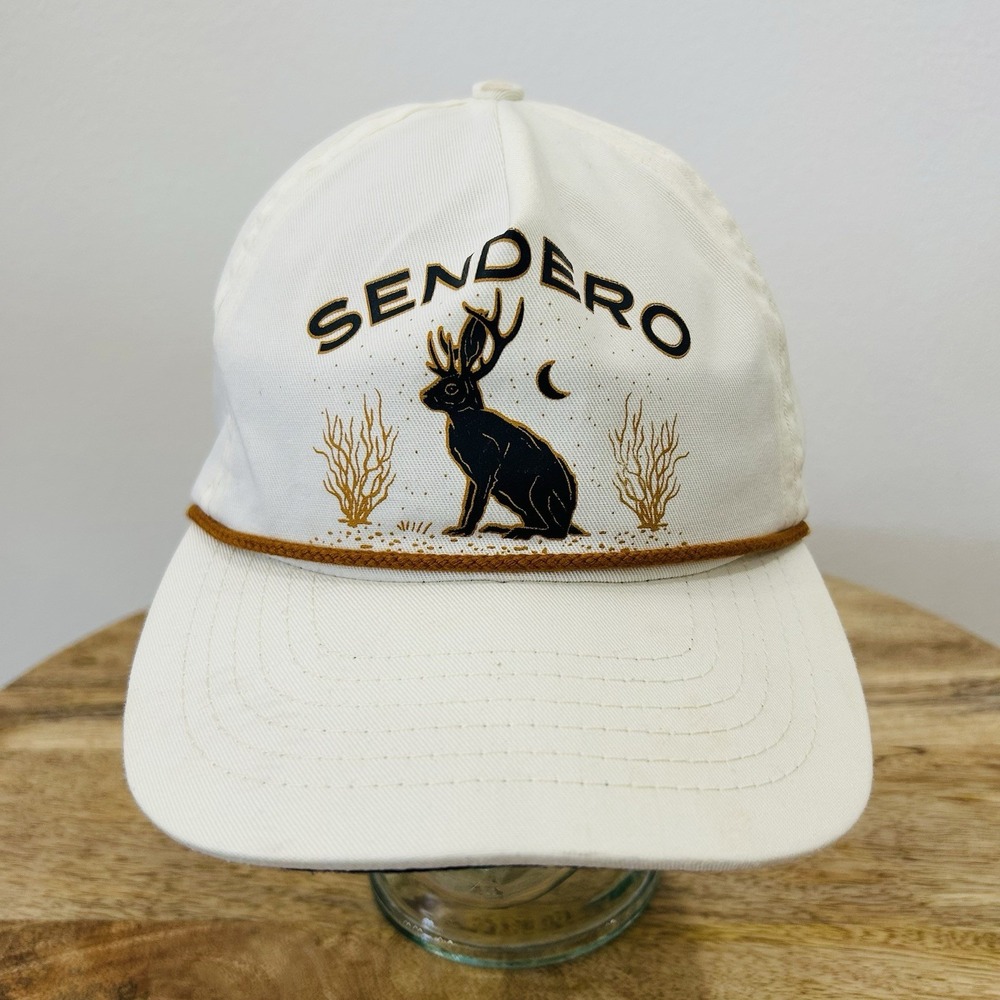 Sendero Provisions Co. Jackalope Screen Printed Snapback Hat White OSFA